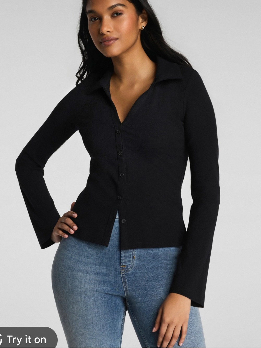 Spanx ribbed knit button down